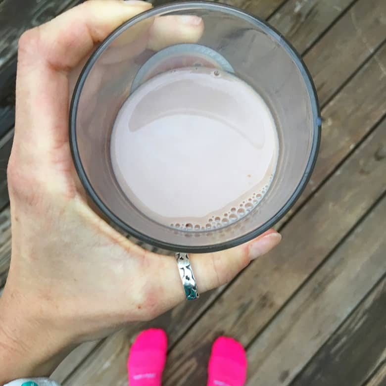cup of chocolate milk after running