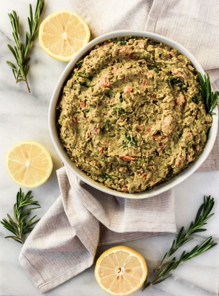 Lemon Tahini Lentil Hummus, a protein-packed vegetarian appetizer and meal option