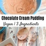 Text overlay for vegan chocolate cream puding