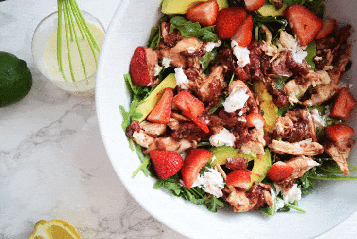 Summer Chicken Salad with Strawberries and Honey Lime Salad Dressing