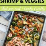 honey garlic shrimp and broccoli on sheetpan