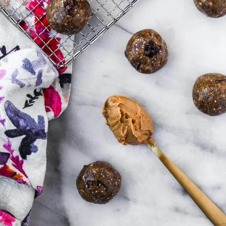 Spoonful of peanut butter with no bake energy bites