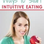 Girl eating apple with text overlay about starting intuitive eating | Bucket List Tummy