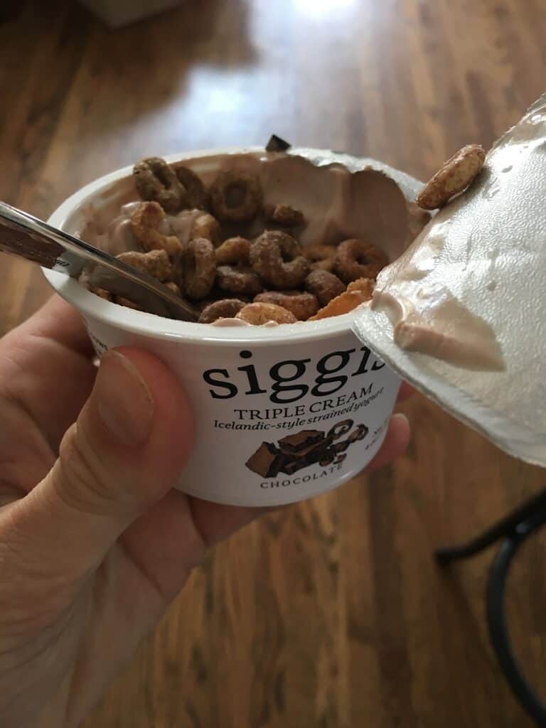 siggi's yogurt topped with cereal
