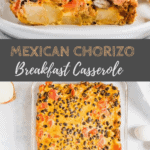overhead view of mexican casserole with potatoes and black beans