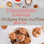 ingredients for chickpea muffins and final shot of muffins with text overlay