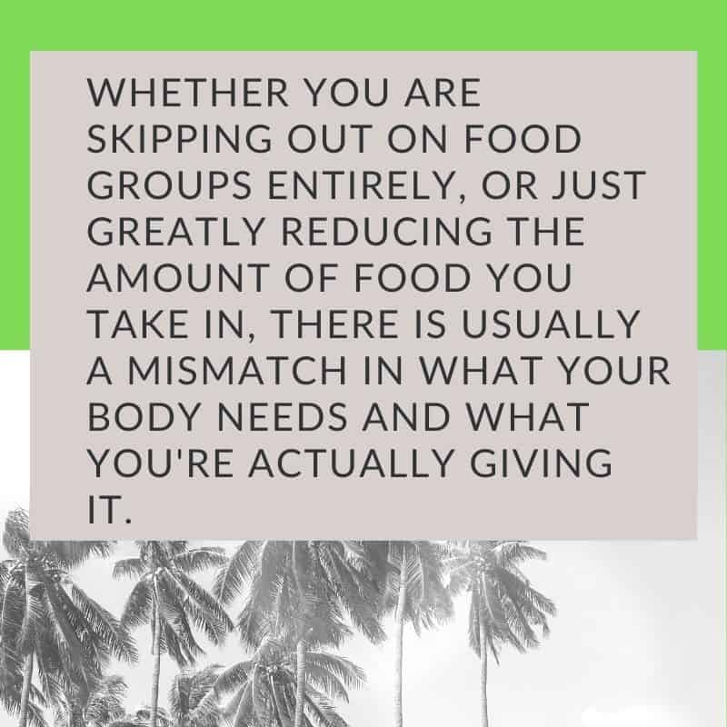 Social media graphic about skipping out on food groups