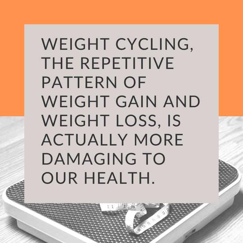 graphic of scale with text overlay about weight cycling