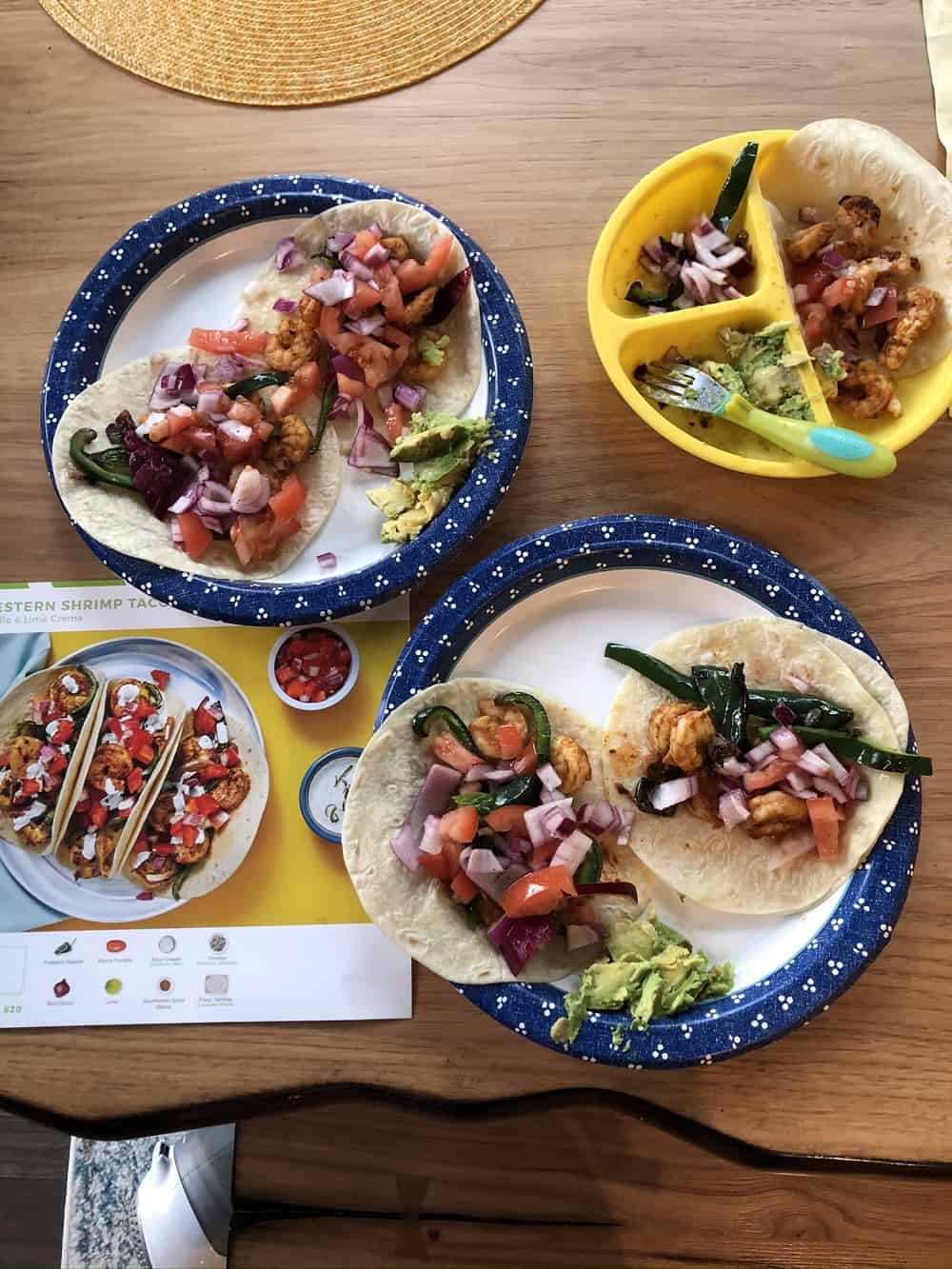 Hello Fresh homemade tacos on paper plates