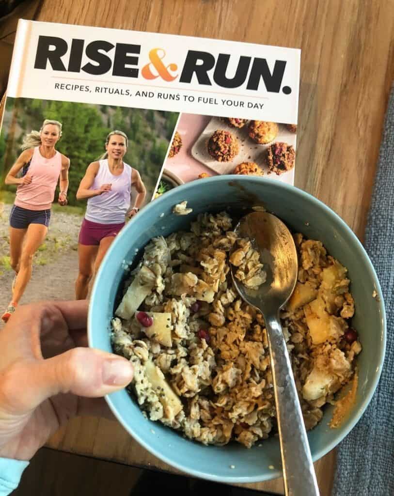Rise and Run cookbook with bowl of oatmeal in front