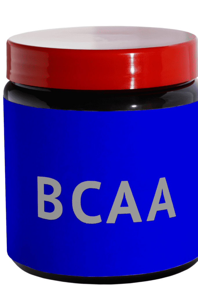 blue bottle labeled BCAA