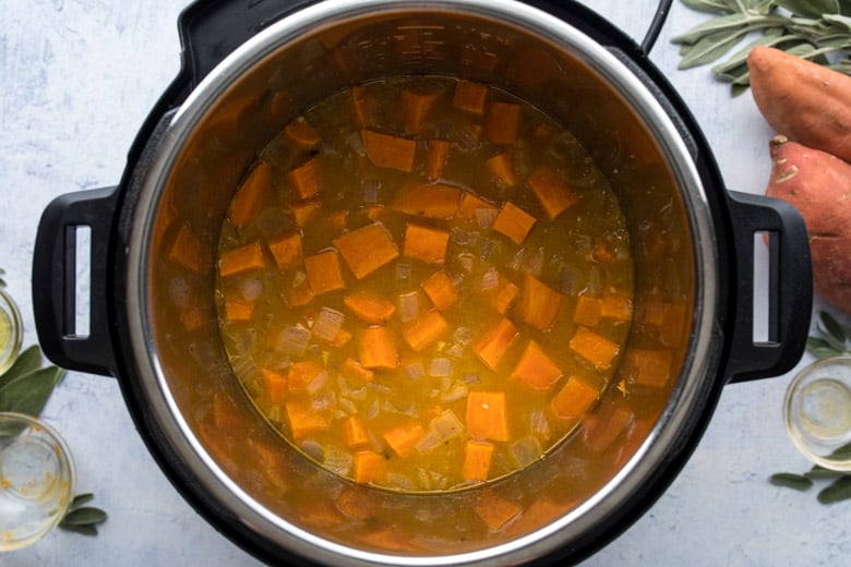 diced sweet potatoes in instant pot to make soup