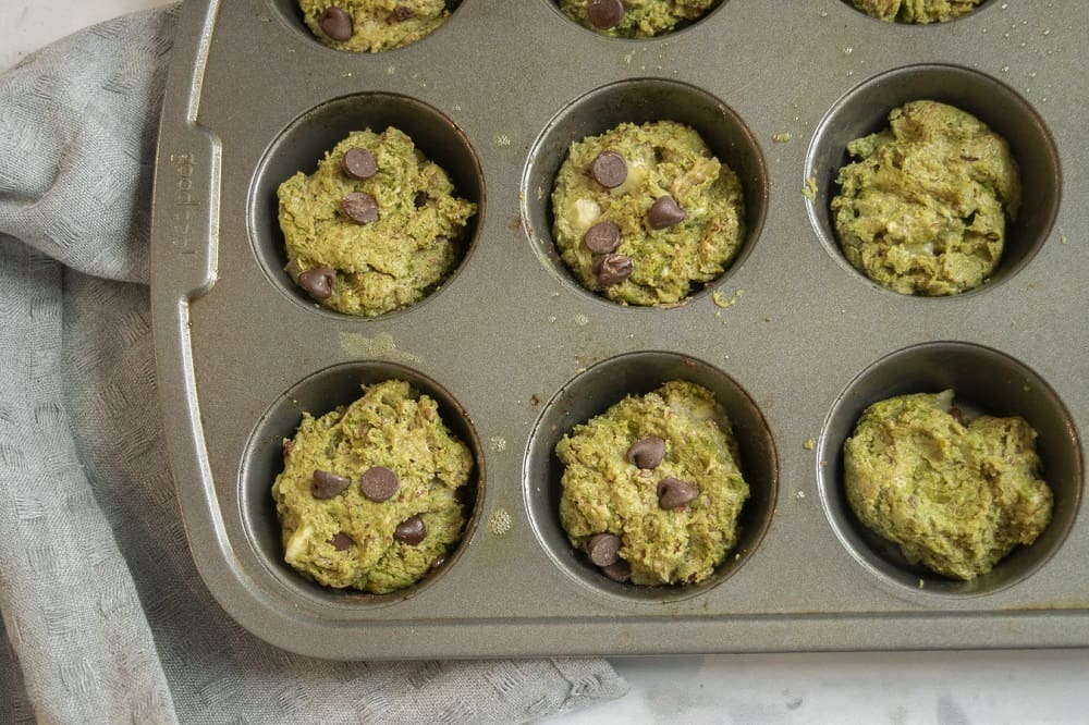 green tea muffins in muffin tin