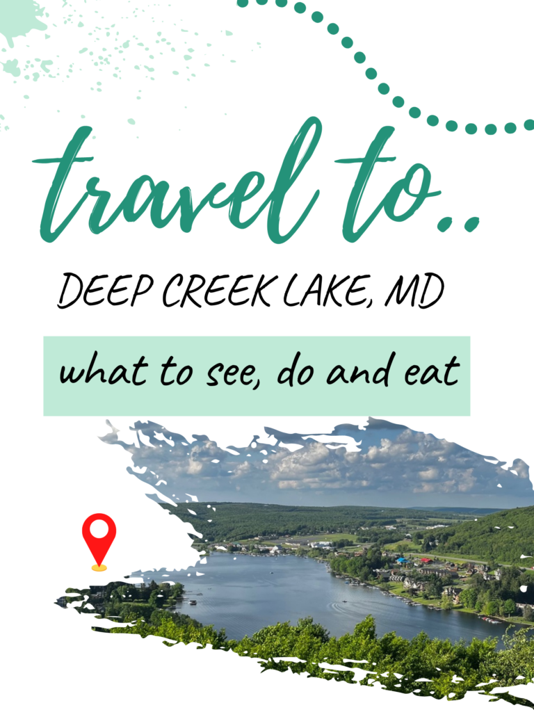 travel guide to deep creek lake MD text overlay