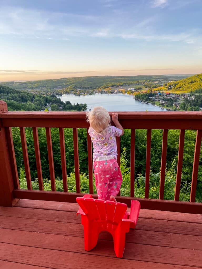 toddler looking out at Deep creek, MD
