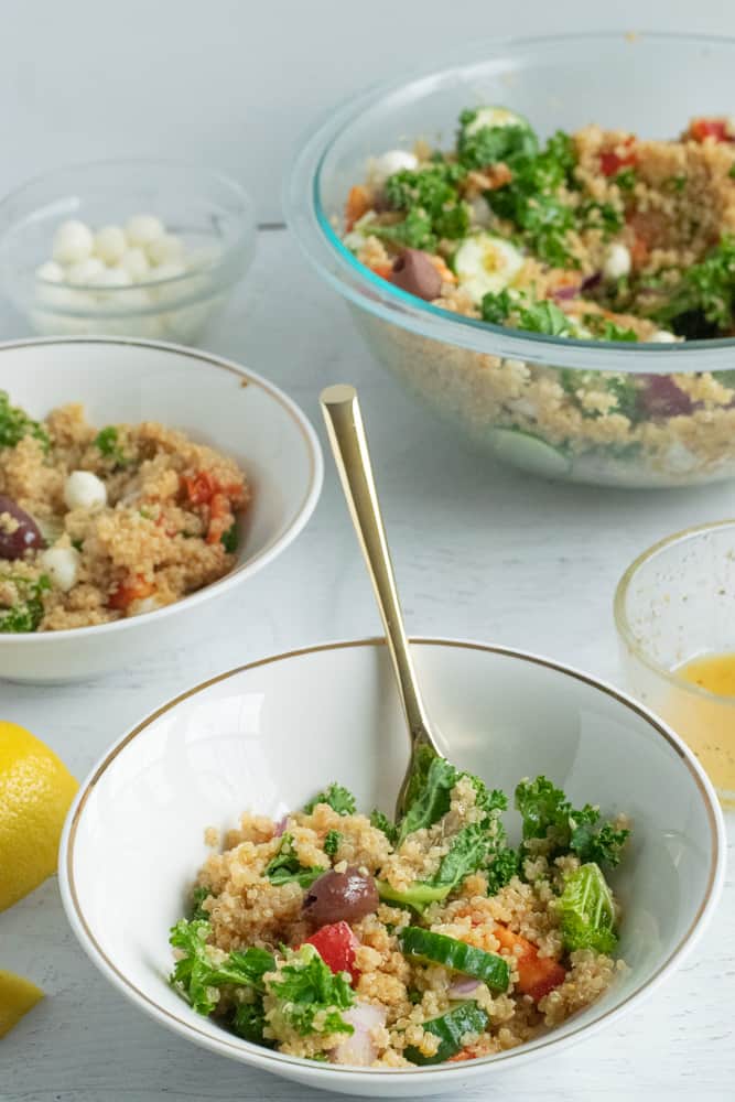 instant pot quinoa in bowl with vegetables