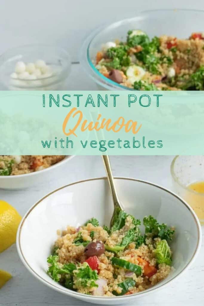 quinoa with vegetables in white bowl