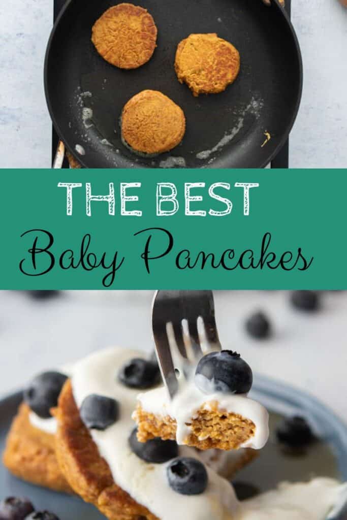 baby pancakes with text overlay