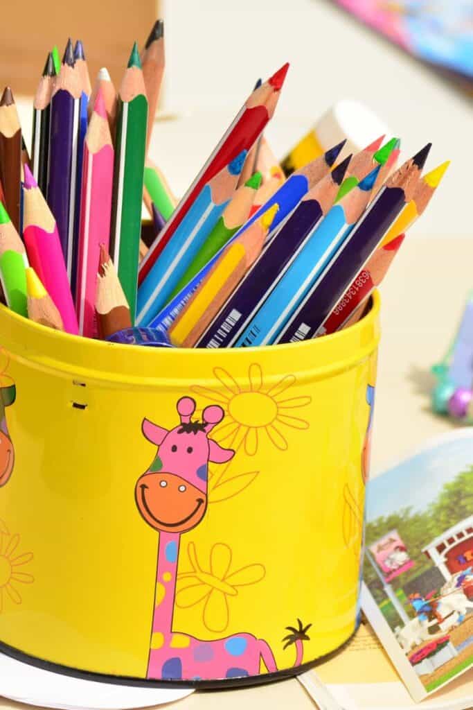 pencil case with colored pencils