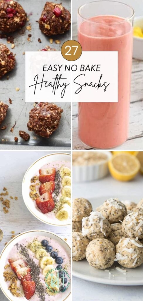 pinterest graphic for easy no bake healthy snacks