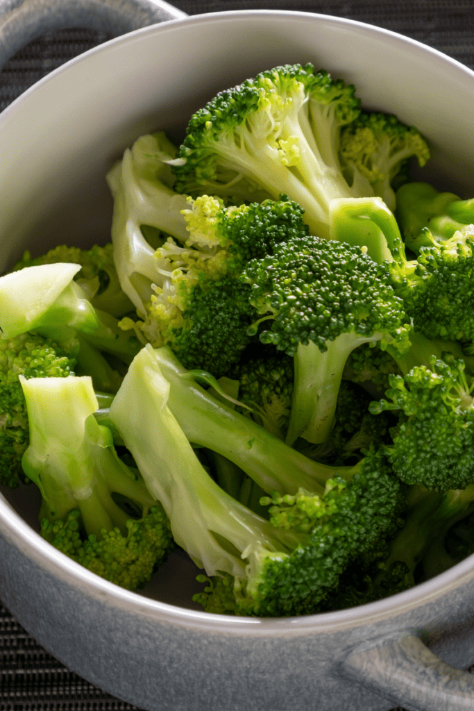 soft baby led weaning broccoli in pan