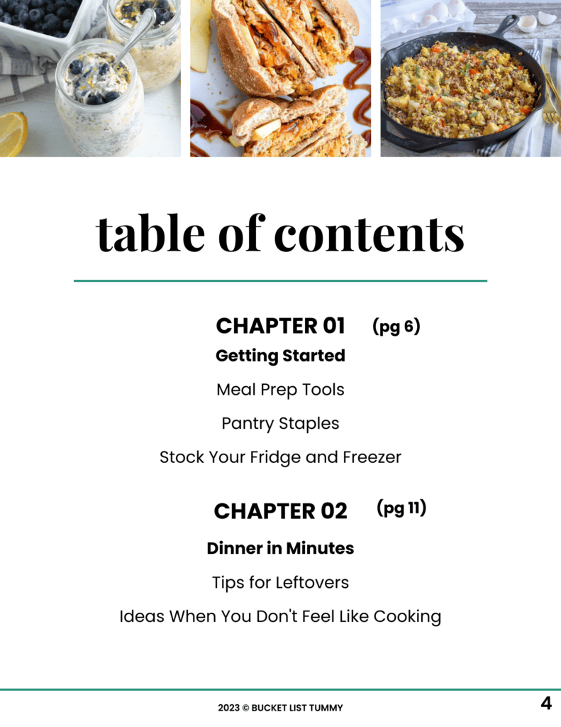 table of contents of ebook