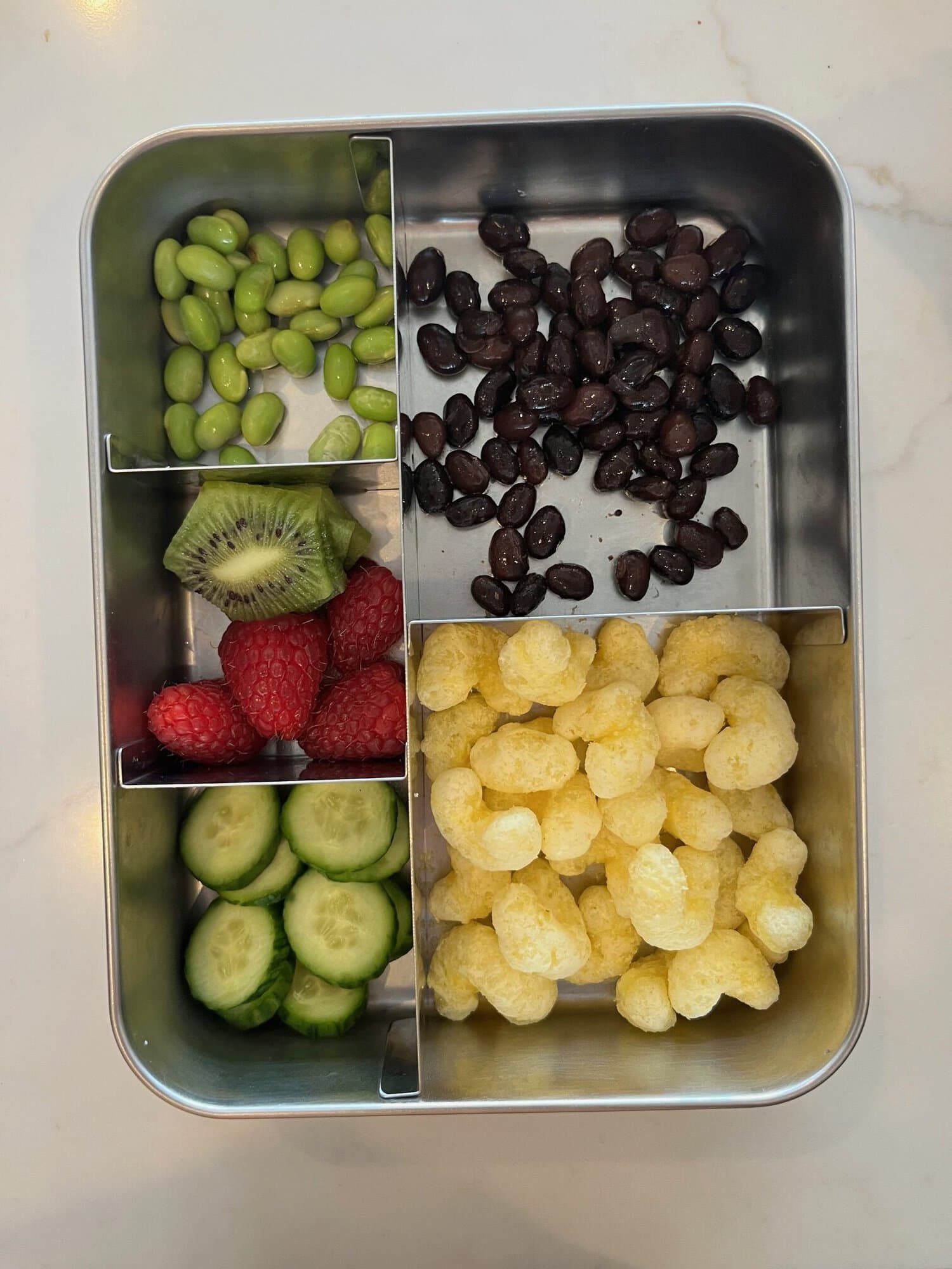Healthy snack tray with fruits and vegetables