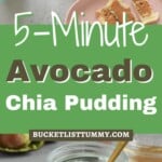 Avocado chia pudding with bread slices served