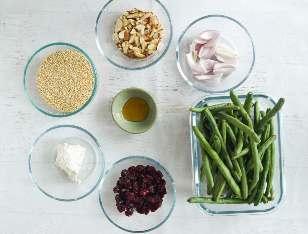 ingredients for cranberries and green beans side dish