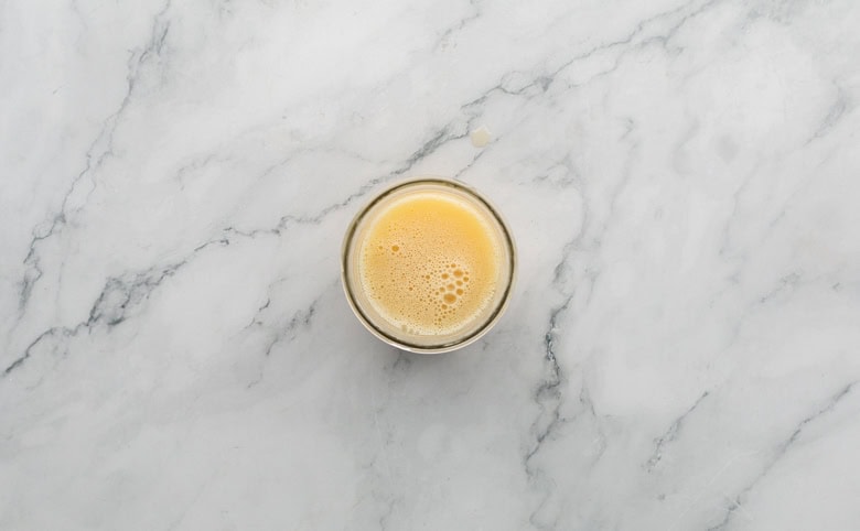 lemon honey dressing in clear bowl 