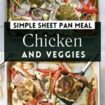 pinterest pin for chicken and veggies sheet pan meal