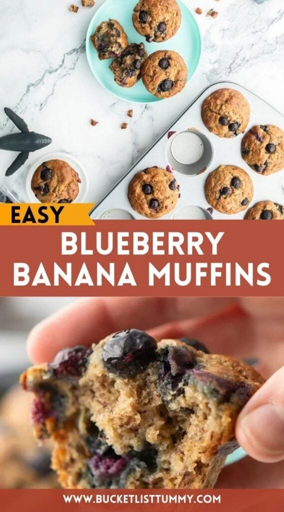 pinterest graphic for blueberry banana muffins