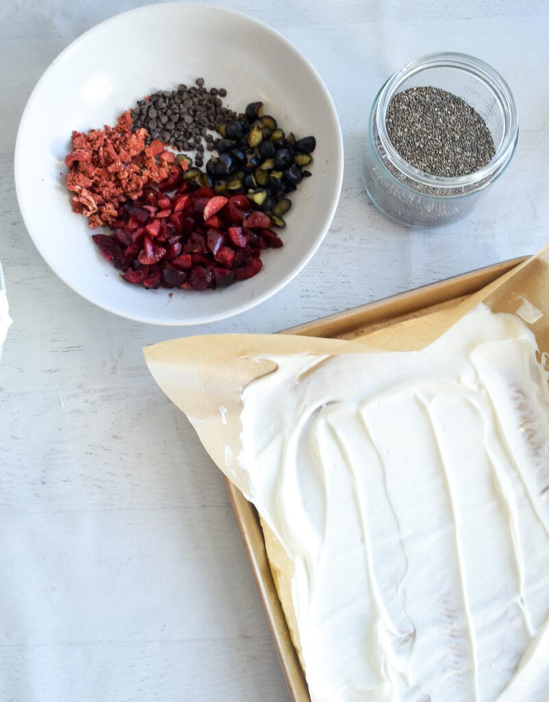 frozen yogurt bark with toppings