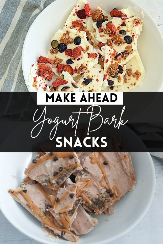 pinterest pin graphic for yogurt bark snacks