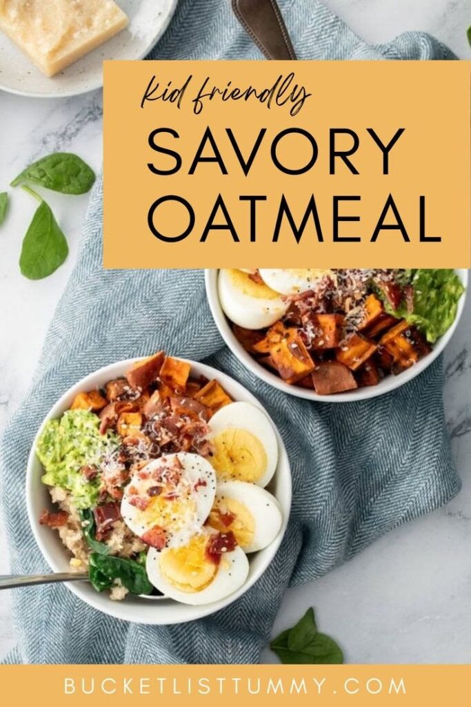 pinterest graphic for healthy savory oatmeal