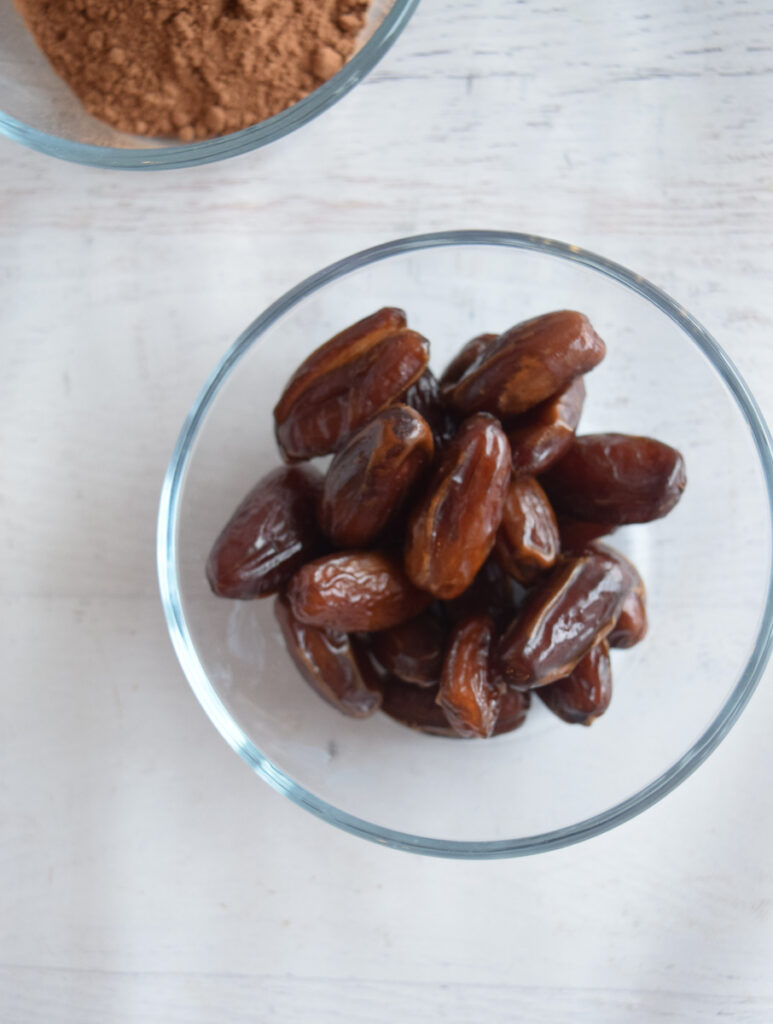 clear bowl of pitted, softened dates
