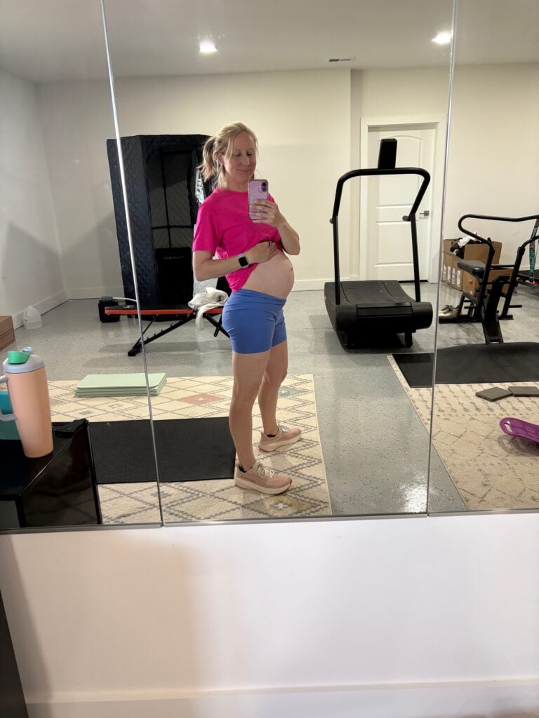 pregnant woman in home gym