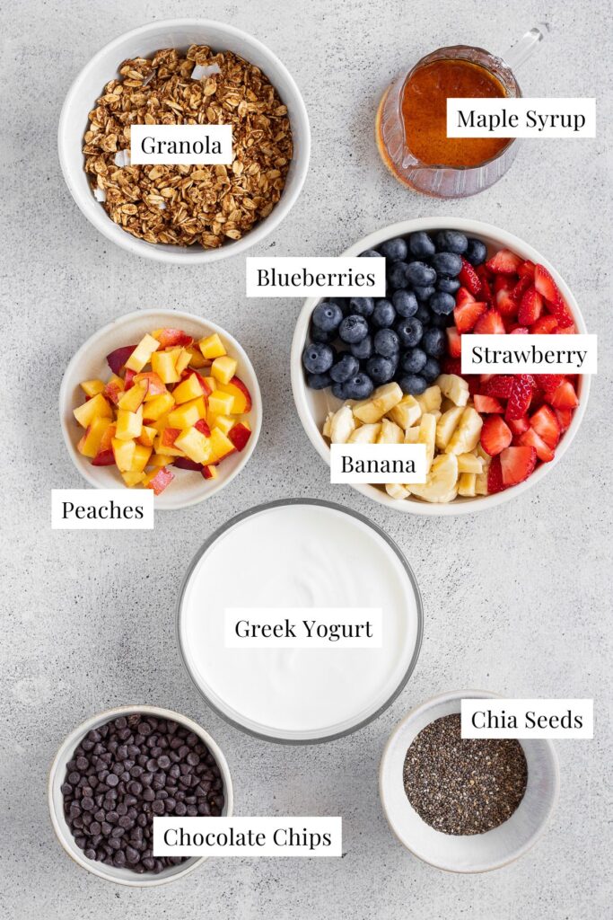 labeled ingredients for granola cups
