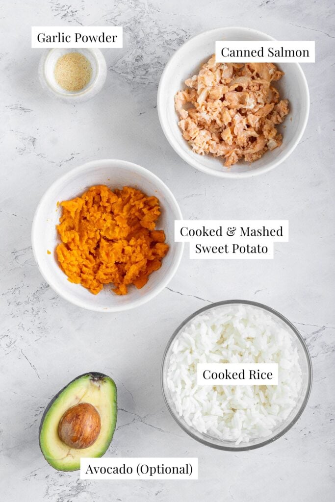 labeled ingredients for salmon balls