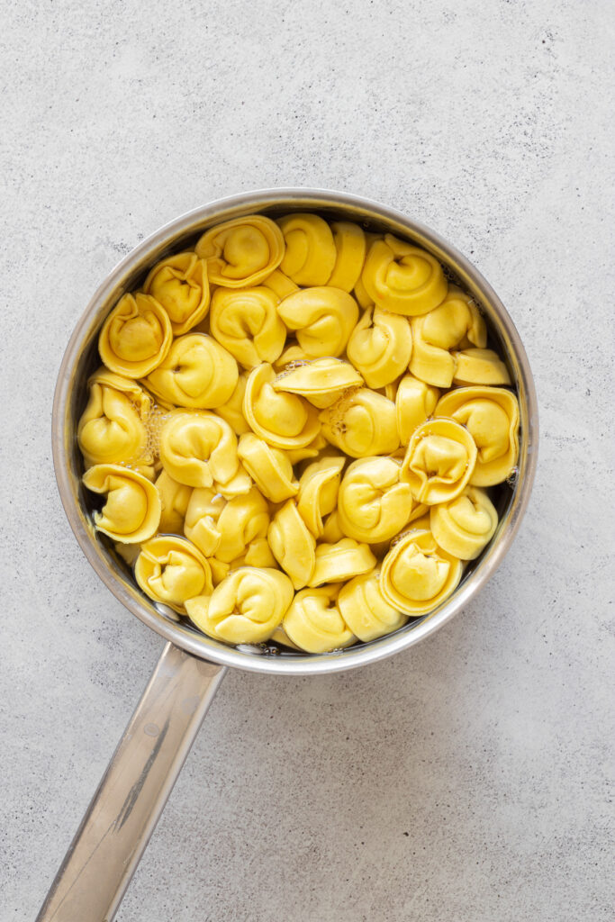 cooked tortellini after draining extra water