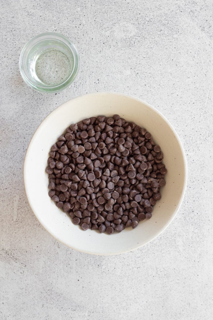bowl of chocolate chips to be melted.