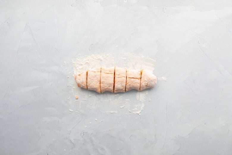 dough separated into flatbread