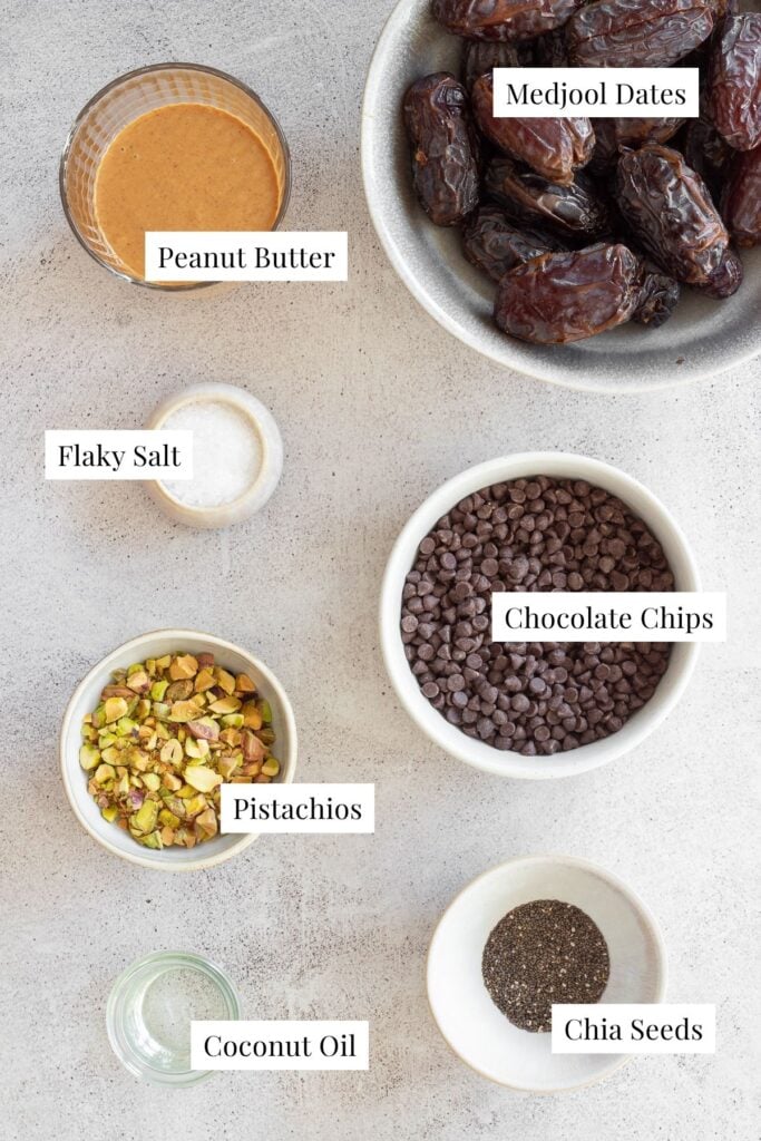 Labeled ingredients for chocolate covered dates
