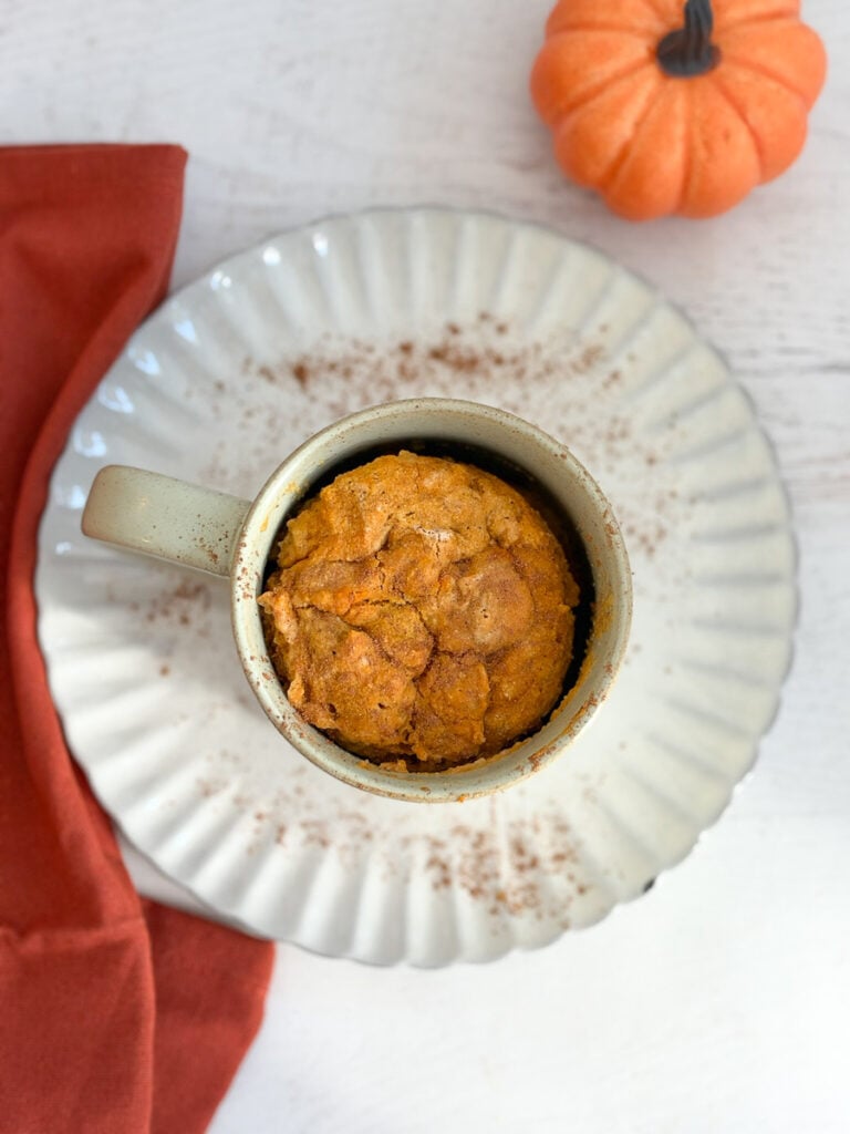 mug cake with pumpkin in serving mug